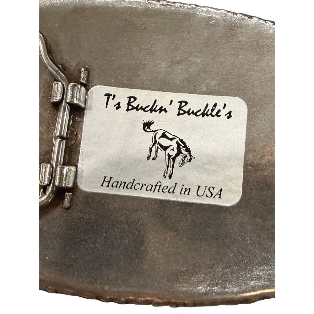 T's Buckin Buckles Cross Belt Buckle Western Christian Cowgirl Blue Rhinestone - Picture 8 of 10